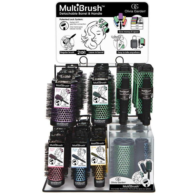 MultiBrush 34-pc display: 4 x MB-26B, 4 x MB-36B, 4 x MB-46B, 4 x MB-56B, 3 x MB-66B, 12 x MB-H1, 3 x MB-KT01