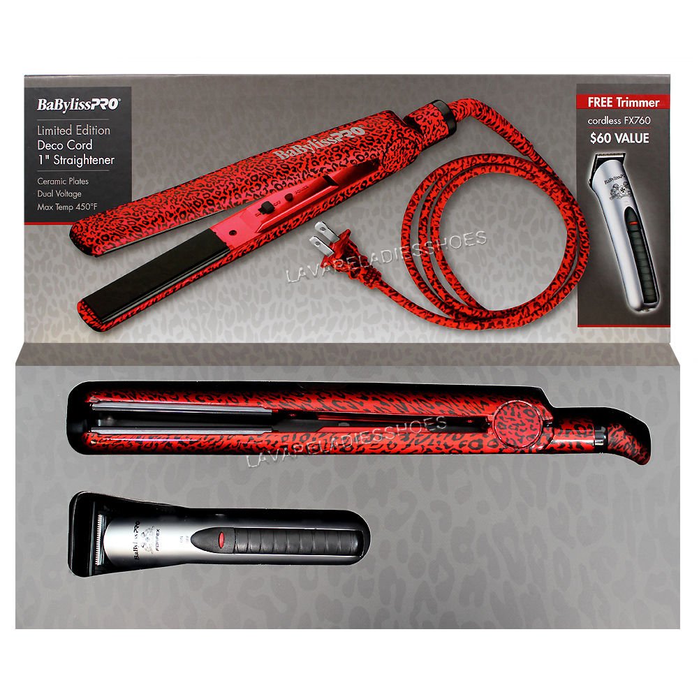 BaBylissPRO Deco Cord 1" Hair Straightener LIMITED EDITION Free Trimmer