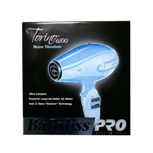 BaByliss PRO Ionic & Nano Titanium Torino 6100 Compact Blow Dryer-(Blue)