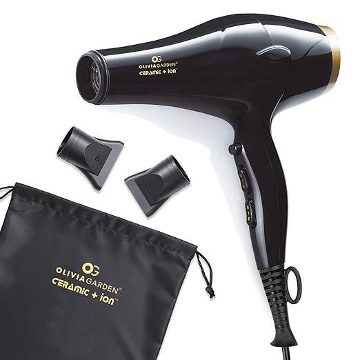 Ceramic+Ion Hair Dryer with 65 mm & 80 mm concentrator nozzles & drawstring storage bag with Gift Brush set of 2 free Nanothermic?« Thermal Brushes NT-44G (13/4?ö) & NT-54G (21/8?ö)