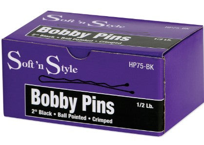 Bobby Pins, Black, 1/2 lb. box - 2