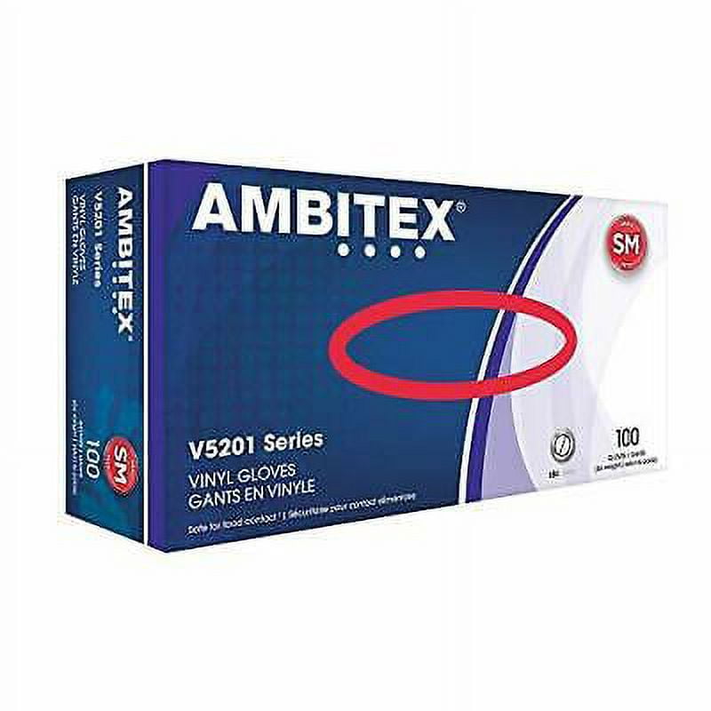 Ambitex V5201 Series Latex Free Clear Vinyl Gloves Small 100ct