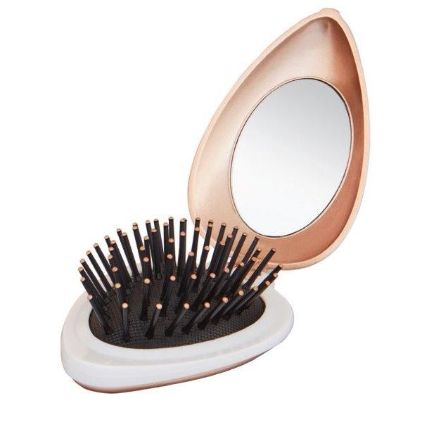 Folding Pop-Up Brush with Mirror- Bronze