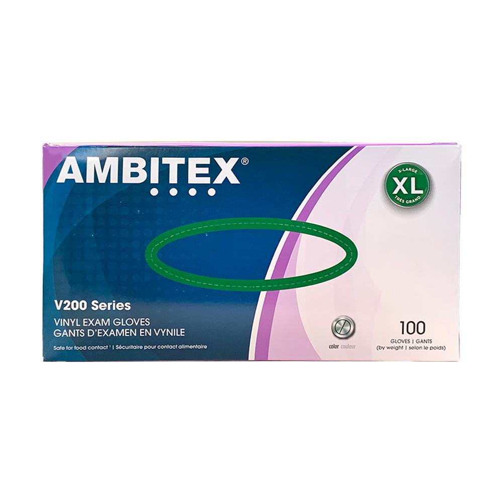 Ambitex VXL200 Vinyl Gloves, X-Large, Clear 100ct