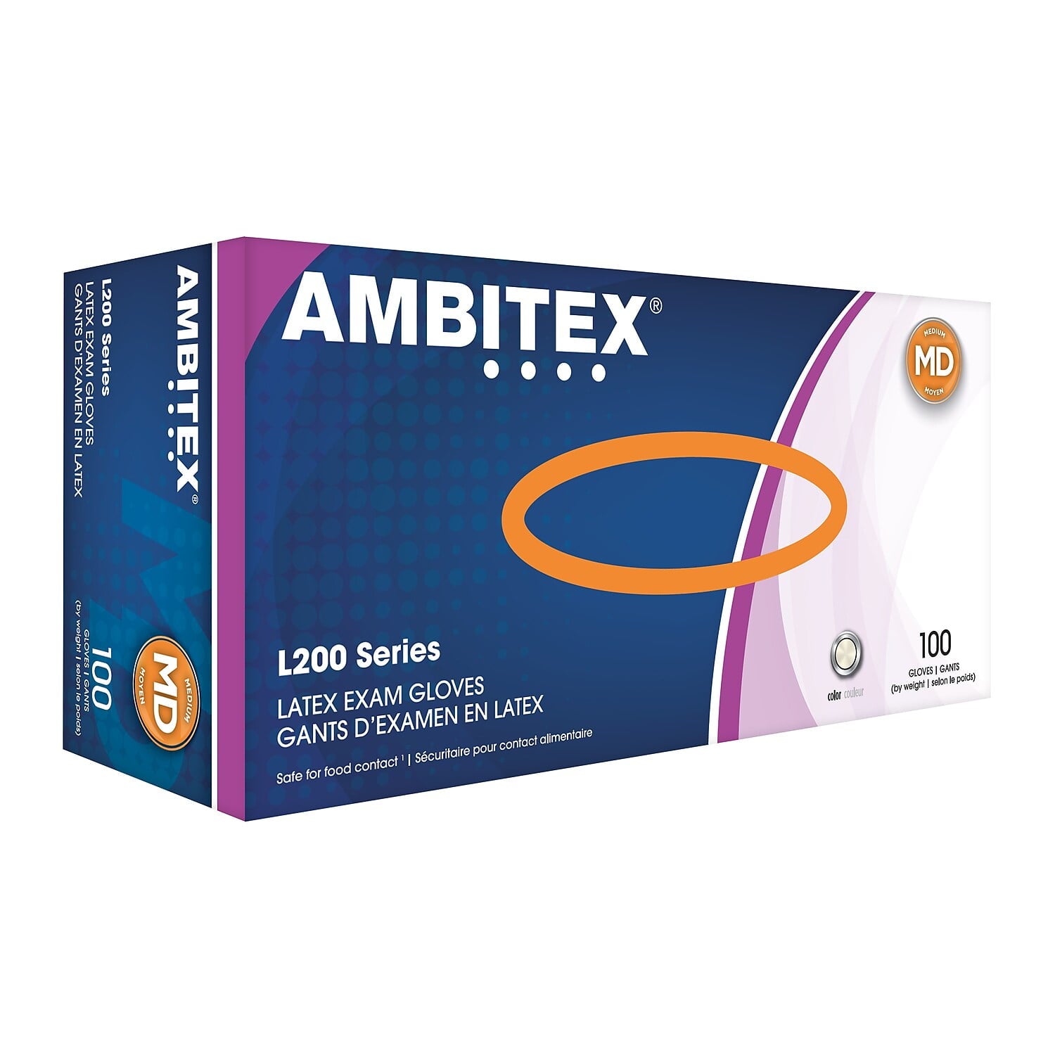 Ambitex Medium Latex Powder Free Exam Gloves Cream, Textured, 5 Mil 100Ct