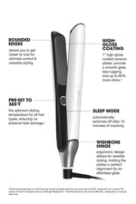 ghd Chronos feature overview — rounded edges, high-gloss plates, preset 365F, sleep mode