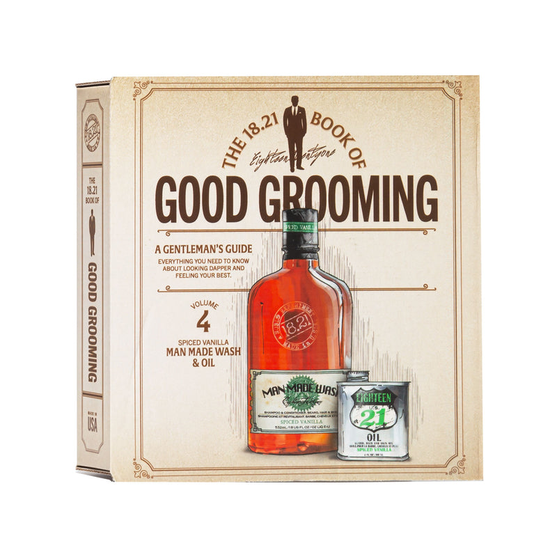 Volume 4: Faux Book Gift Set Wash 18oz Spiced Vanilla & Oil - Beard, Hair & Skin Oil 2oz Sweet Tobacco