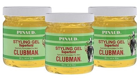 Clubman Pinaud Super Clear Superhold Styling Gel for Men, 16 oz (Pack of 3)