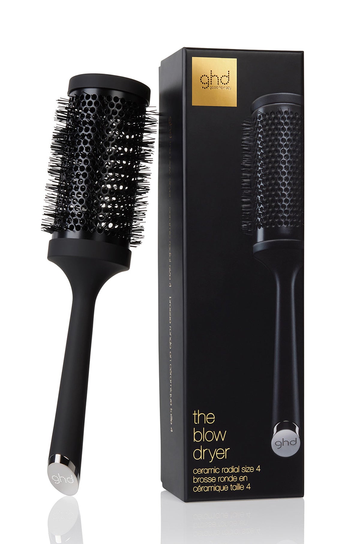 ghd Ceramic Vented Round Brush Size 4" (55mm) with Large Hollow Barrel for Blow-Drying Long Hair and Volume