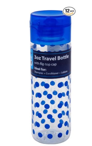 Sprayco Travel Bottle 3 Ounce Cylinder with Flip Top (12 Pieces) Assorted Colors (89ml) — Processing Tools