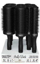 Olivia Garden HeatPro Speed XL Matte Black Hairbrush - 12 Piece Professional Display Set