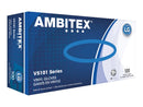 Ambitex VLG5101 Vinyl Gloves, Large, Clear, 3 Mil, 100ct